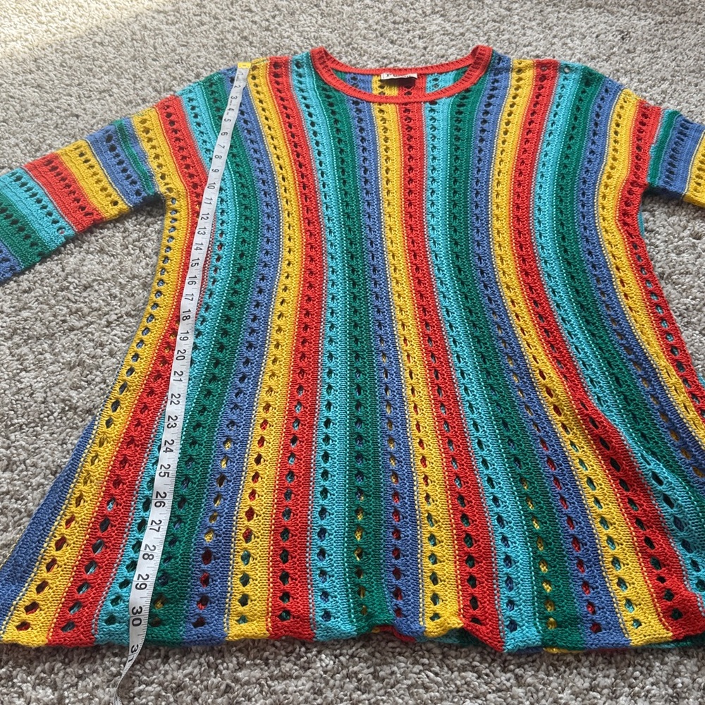 Show Me Your MuMu Cruz Rainbow Striped Perforated Colorful Knit Crochet Sweater - Picture 8 of 8